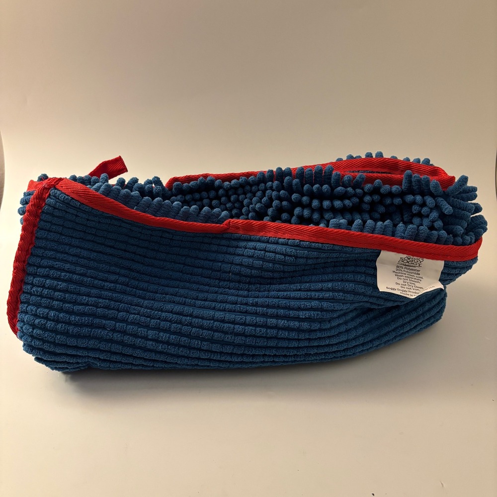 Soggy Doggy Super Shammy Blue Red Microfiber Pet Drying Towel Chenille Dog Cat